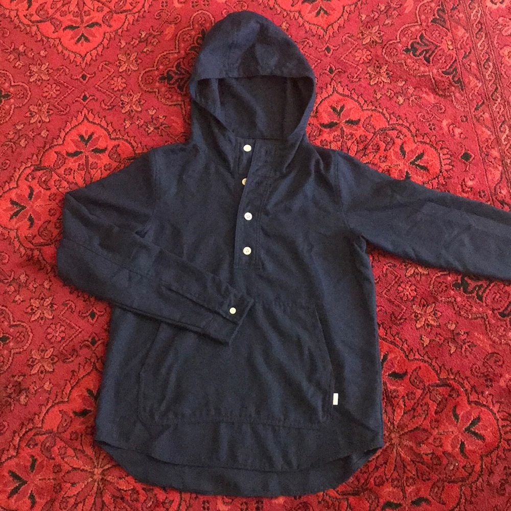 Burton navy hooded pullover flannel
